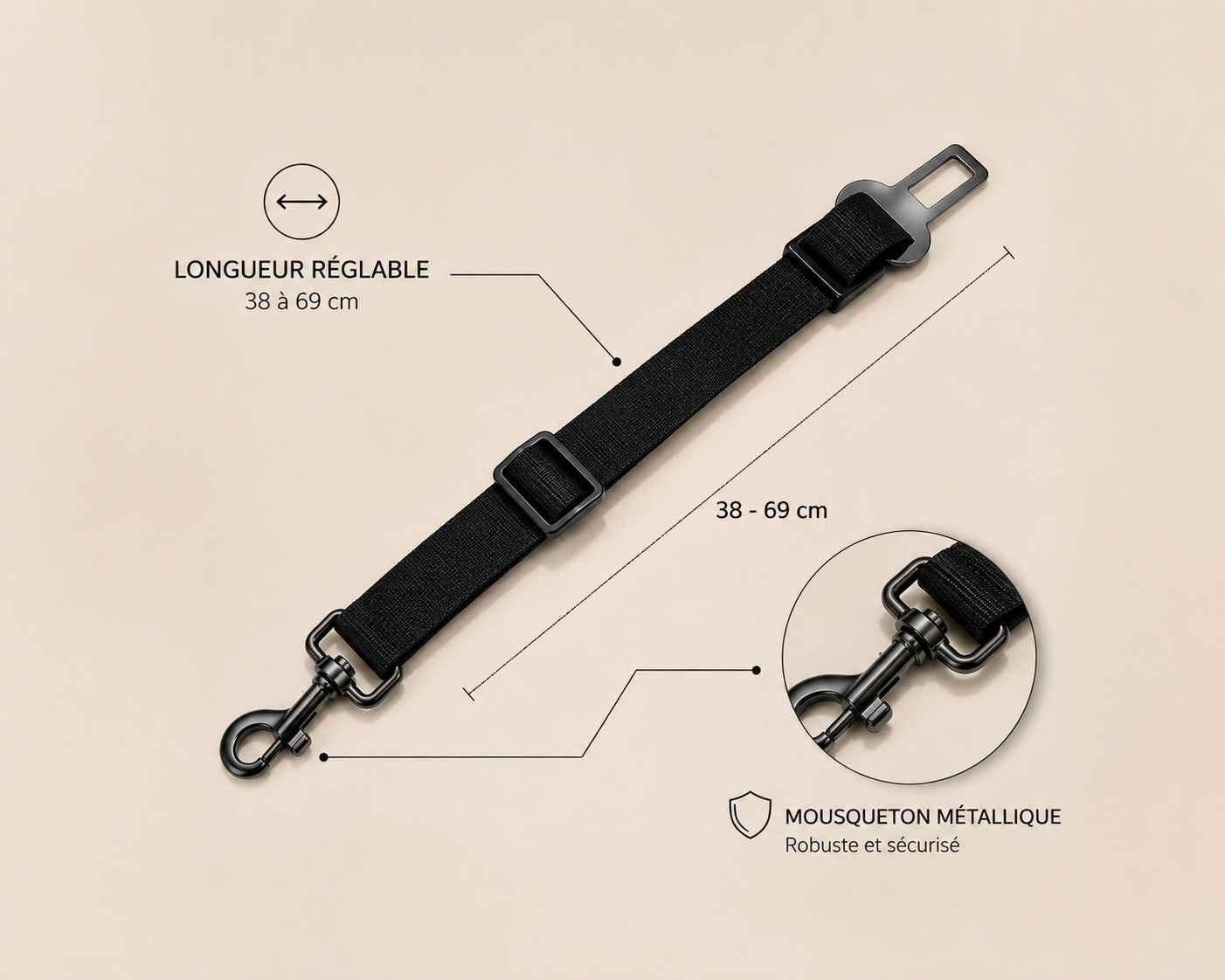 Ceinture de sécurité pour chien et chat / PATTESAGUA