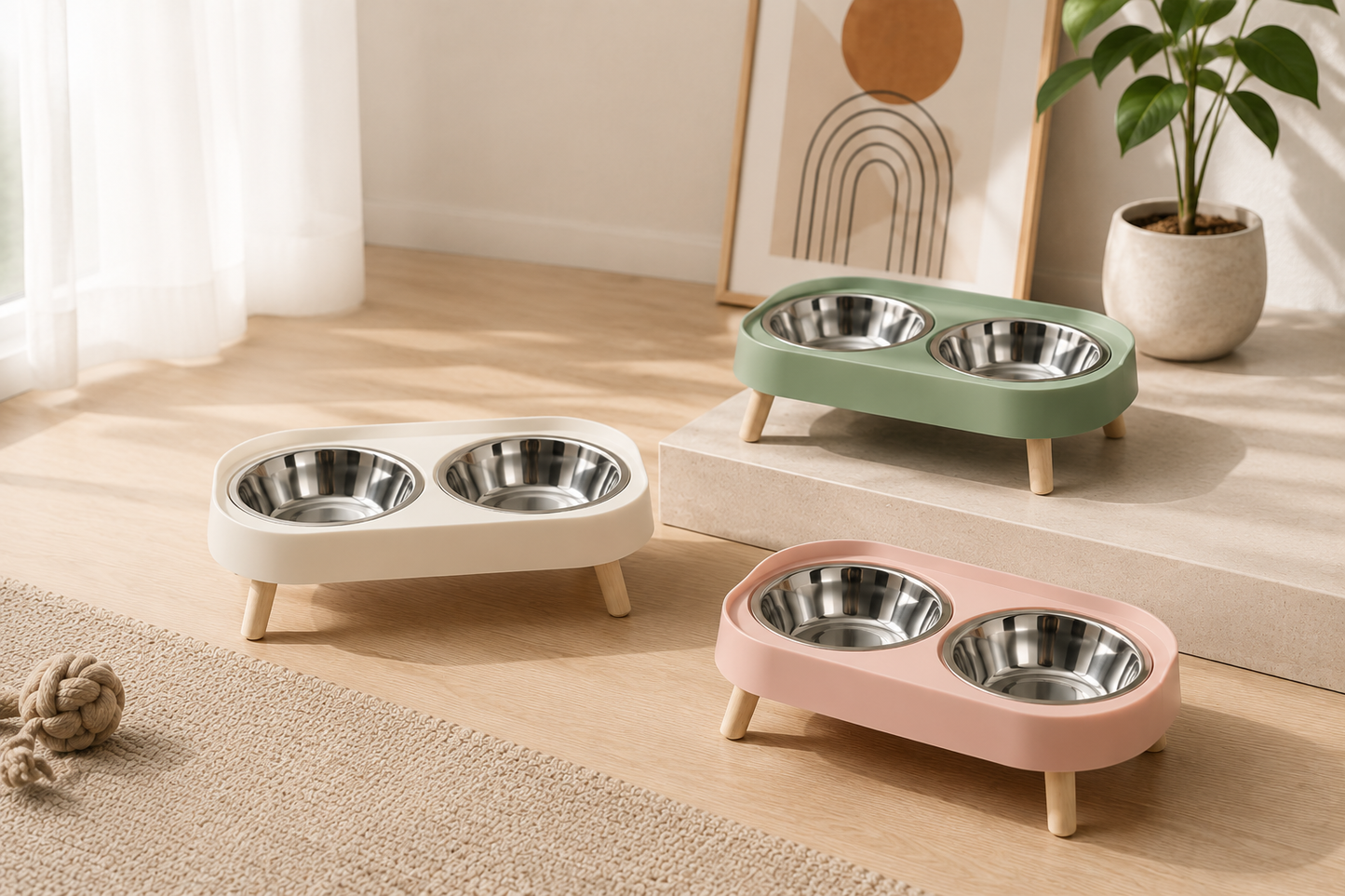 Gamelle surélevée double en inox pour chien & chat – Confort, élégance et bien-être