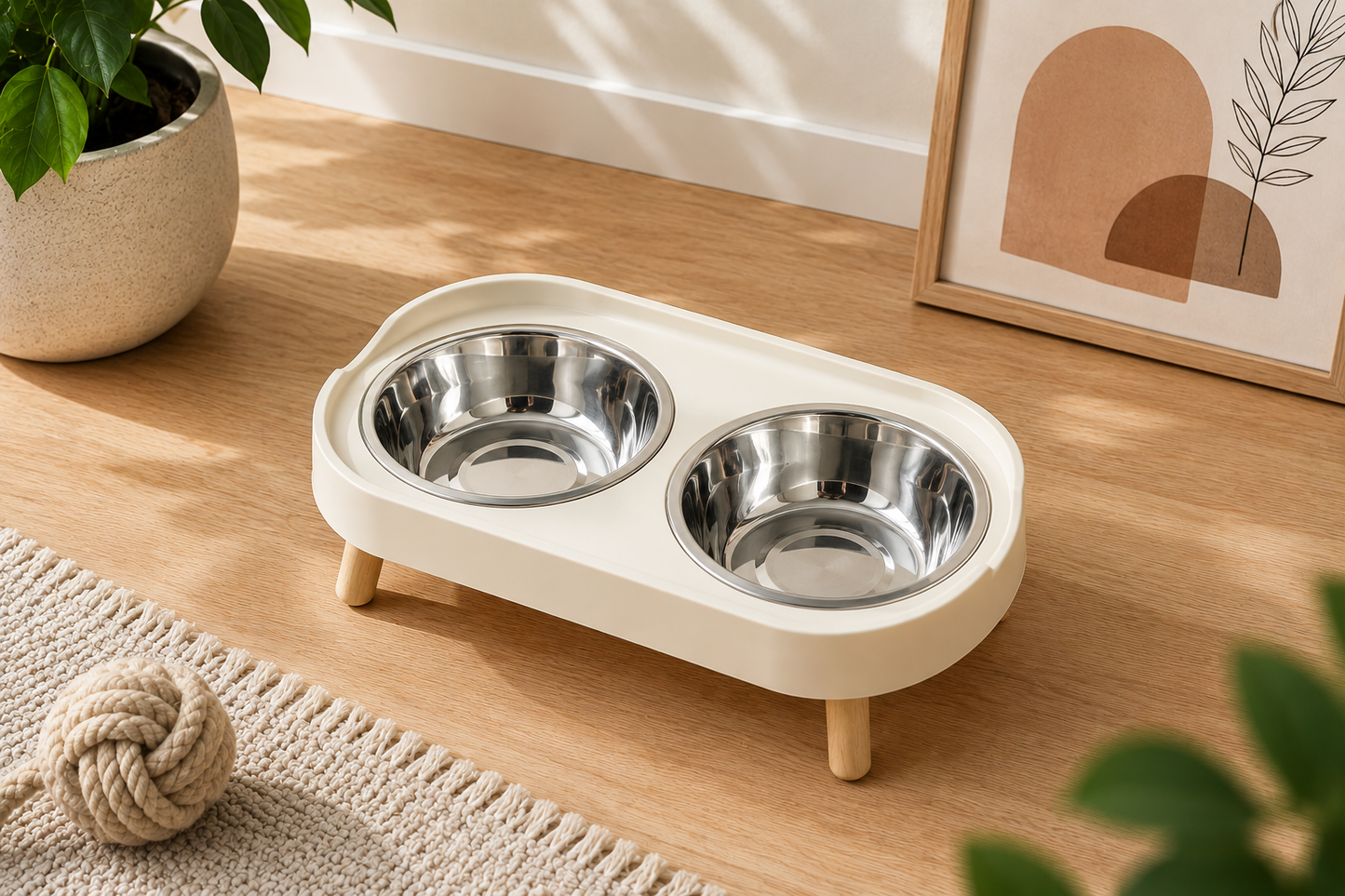 Gamelle surélevée double en inox pour chien & chat – Confort, élégance et bien-être