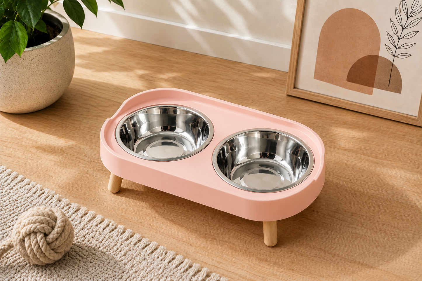 Gamelle surélevée double en inox pour chien & chat – Confort, élégance et bien-être