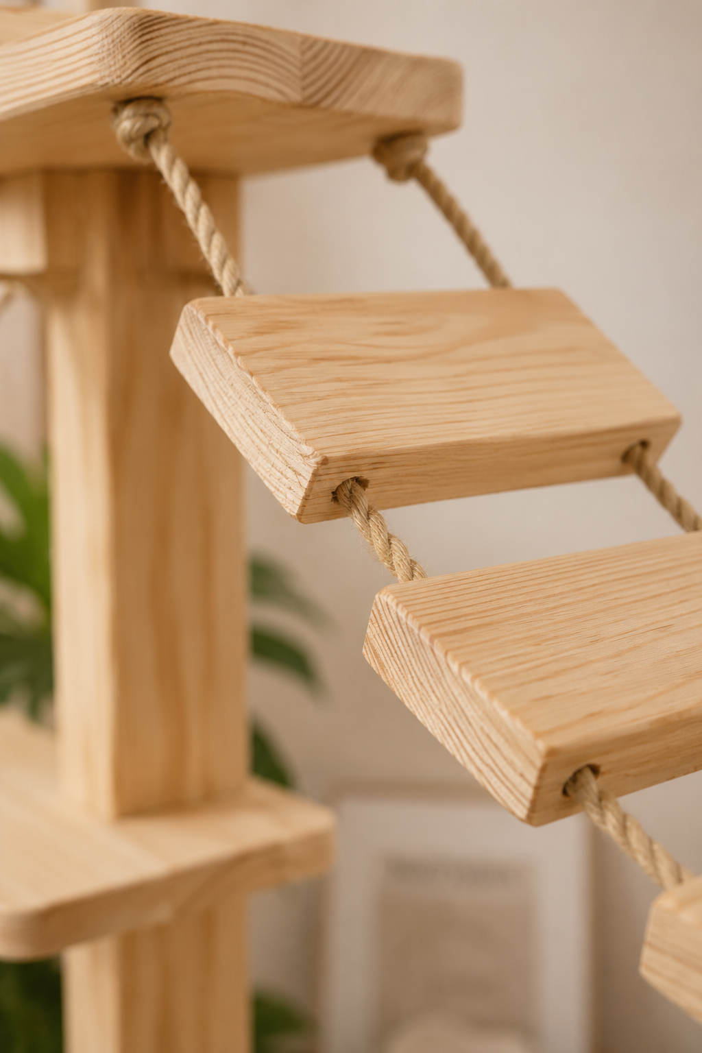 Pont suspendu en bois naturel pour chats