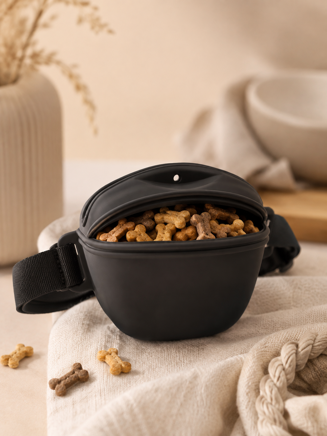 Sac à friandises en silicone pour chien – Pochette d’entraînement étanche
