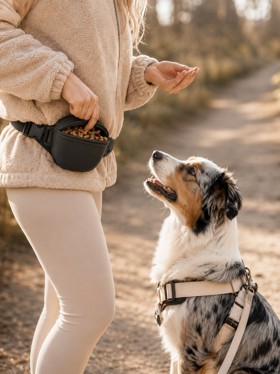 Sac à friandises en silicone pour chien – Pochette d’entraînement étanche