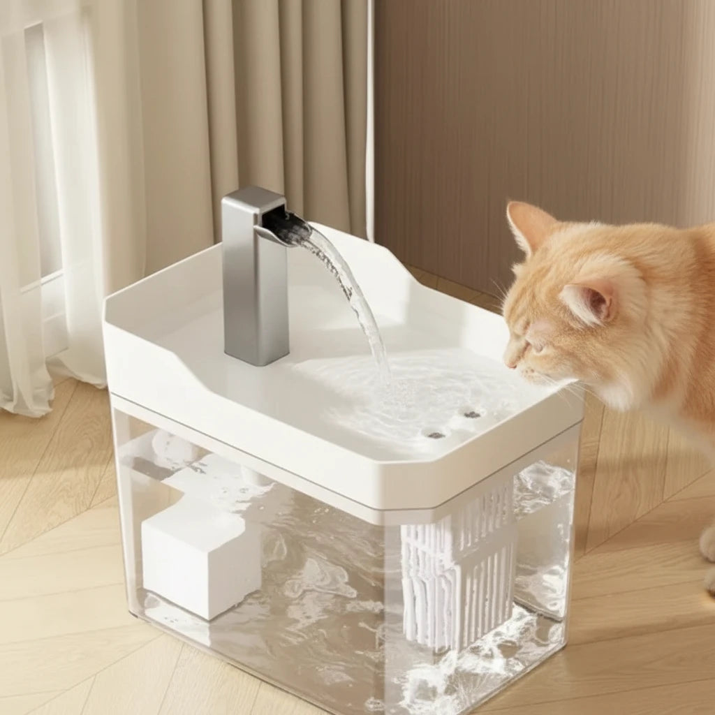 Fontaine à Eau USB pour Chat - Blanc | PATTESAGUA