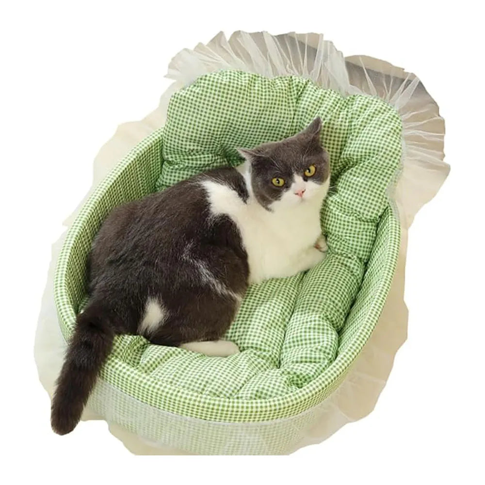 Lit Canapé Princesse pour Chat et Petit Chien – Coussin Douillet Lavable 4 Saisons